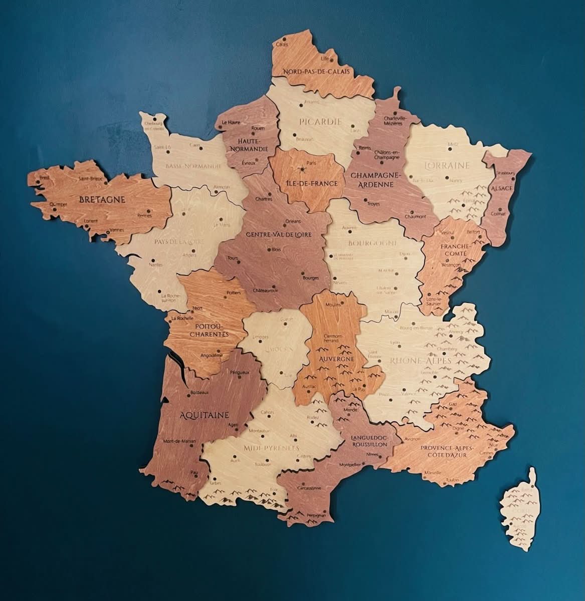 Carte Murale en Bois de la France - Wood Work