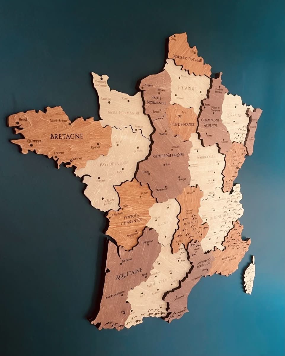 Carte Murale en Bois de la France - Wood Work