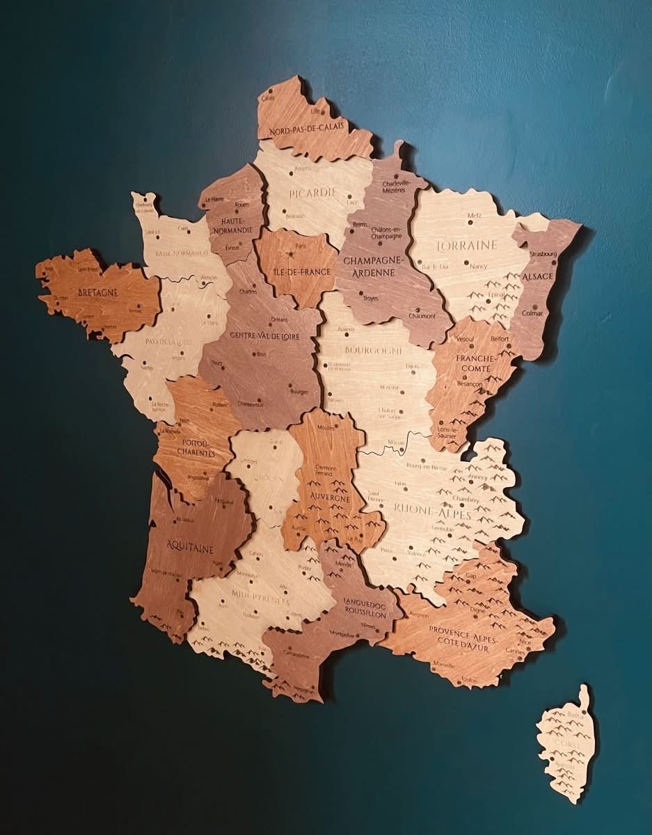 Carte Murale en Bois de la France - Wood Work