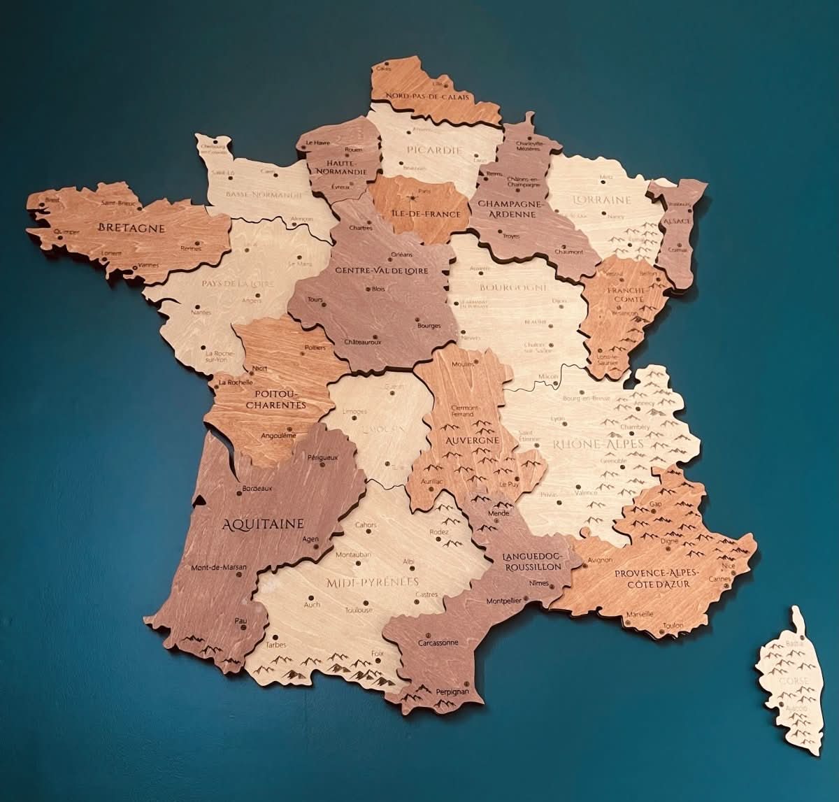 Carte Murale en Bois de la France - Wood Work