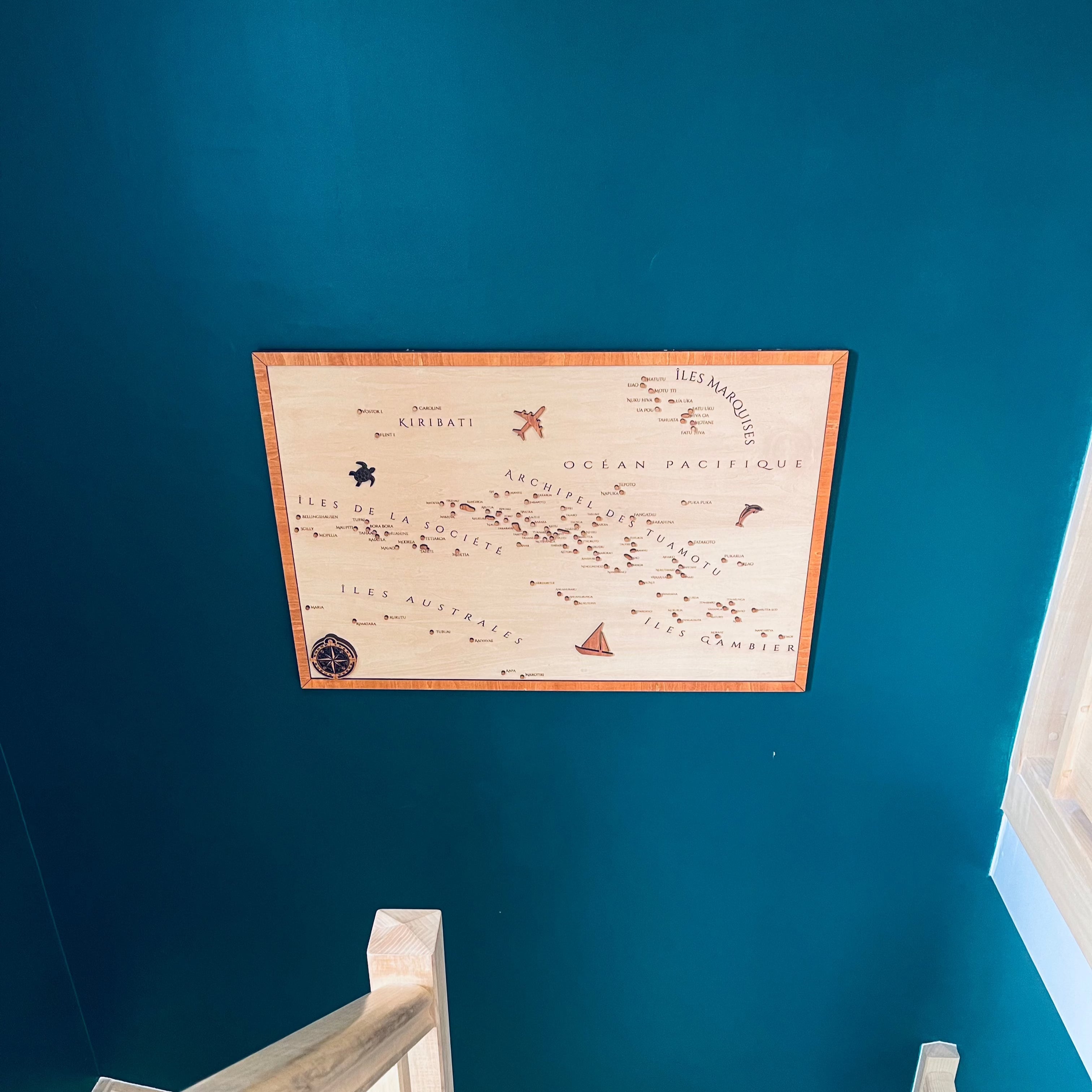 Carte Murale en Bois – Polynésie Française 🇵🇫 : Voyagez depuis chez vous - Wood Work