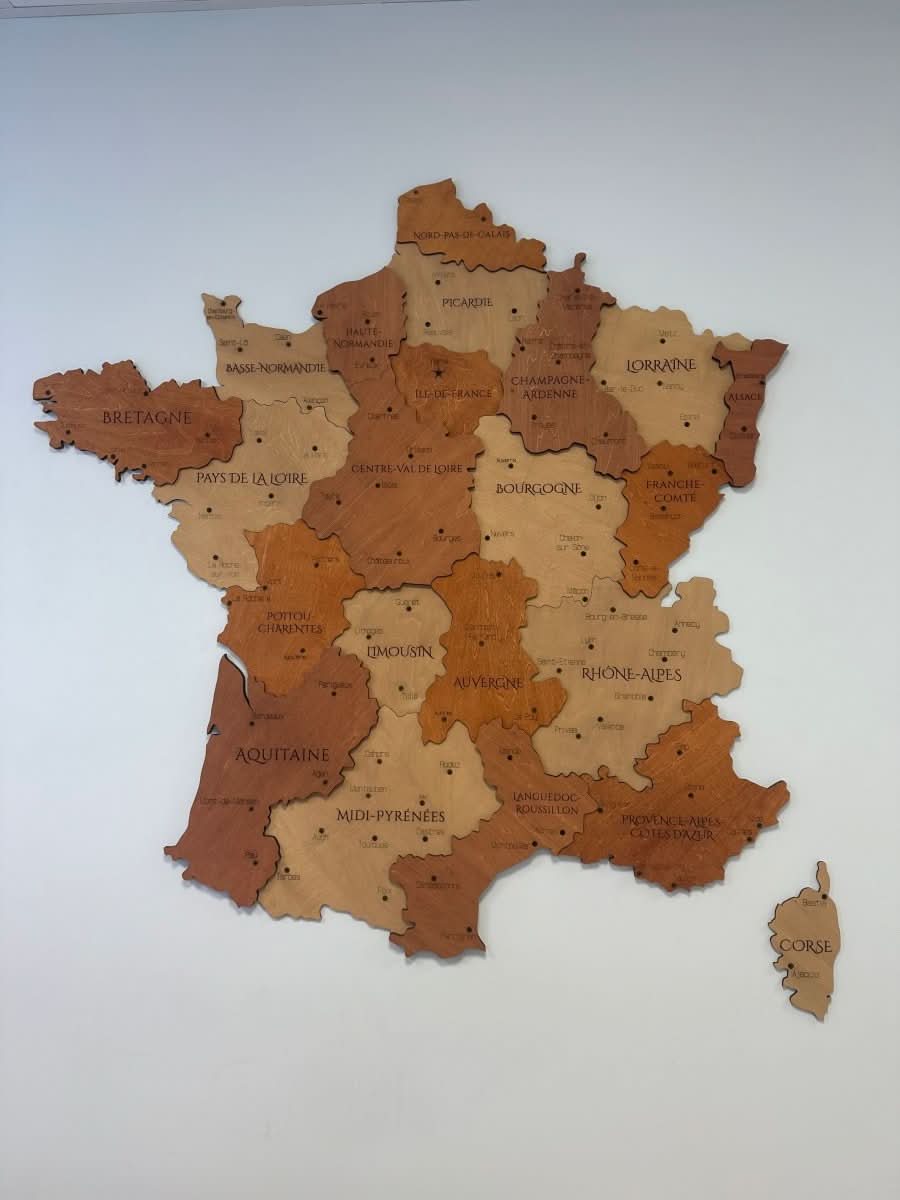 Carte Murale en Bois de la France - Wood Work