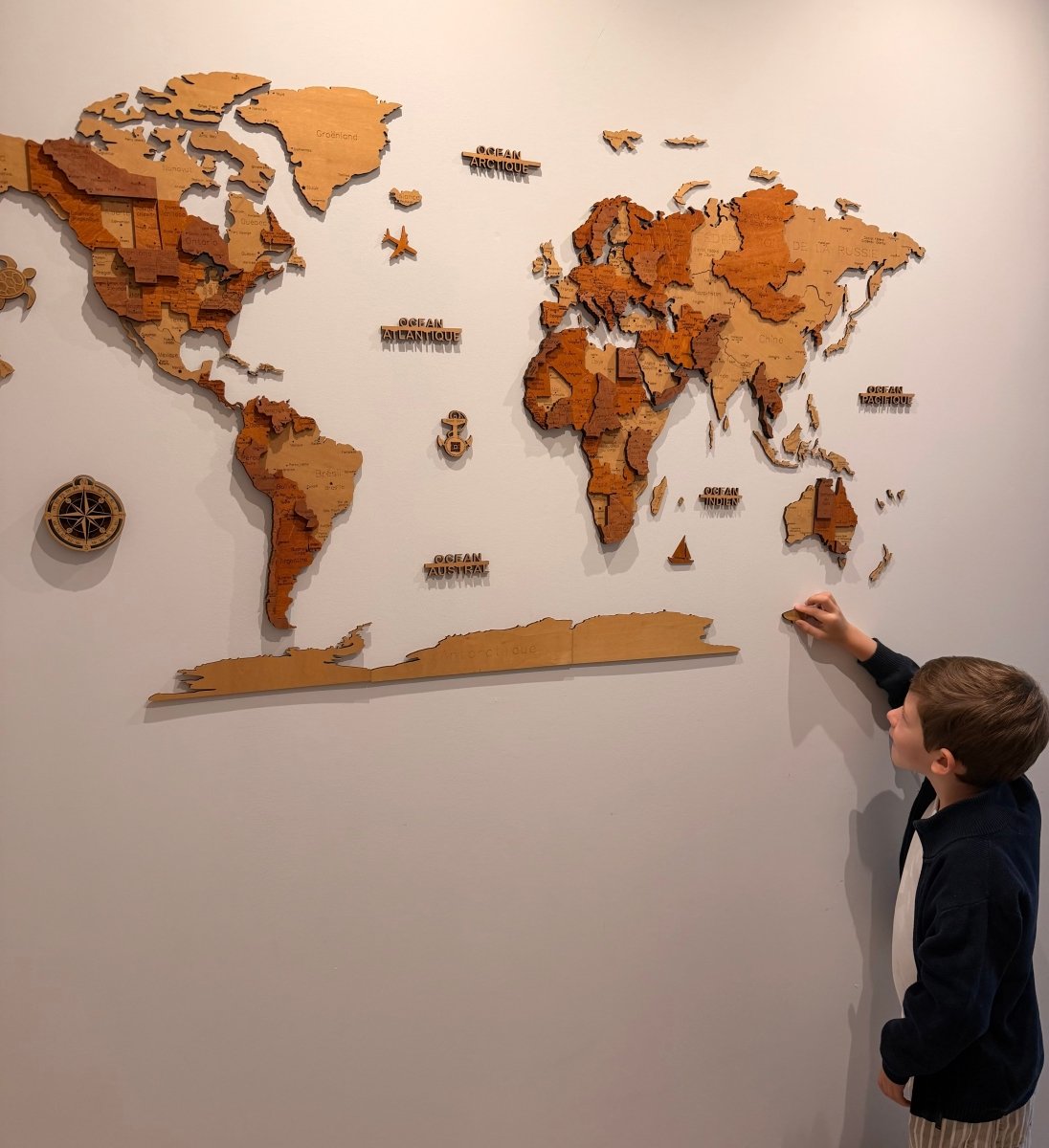 Carte du Monde Murale 3D en Bois – Fabrication Française - Wood Work