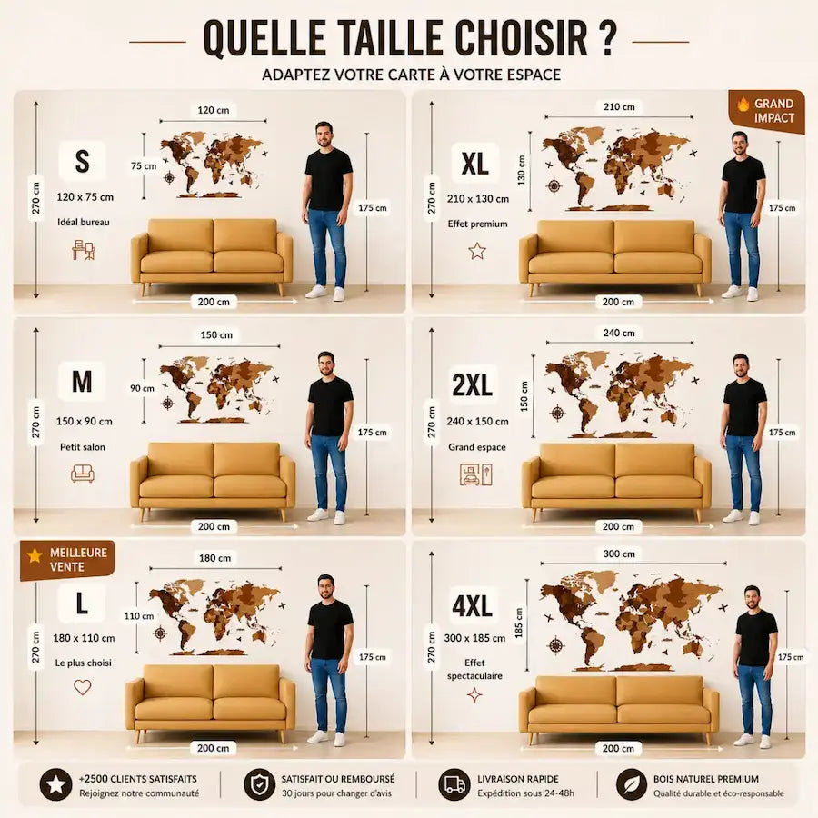 Carte du monde 3D en bois – Fabrication française