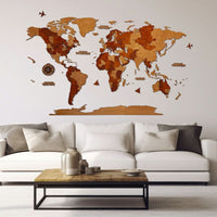 Carte du monde murale 3D en bois – gravure ultra-détaillée, fabrication française -  Wood Work