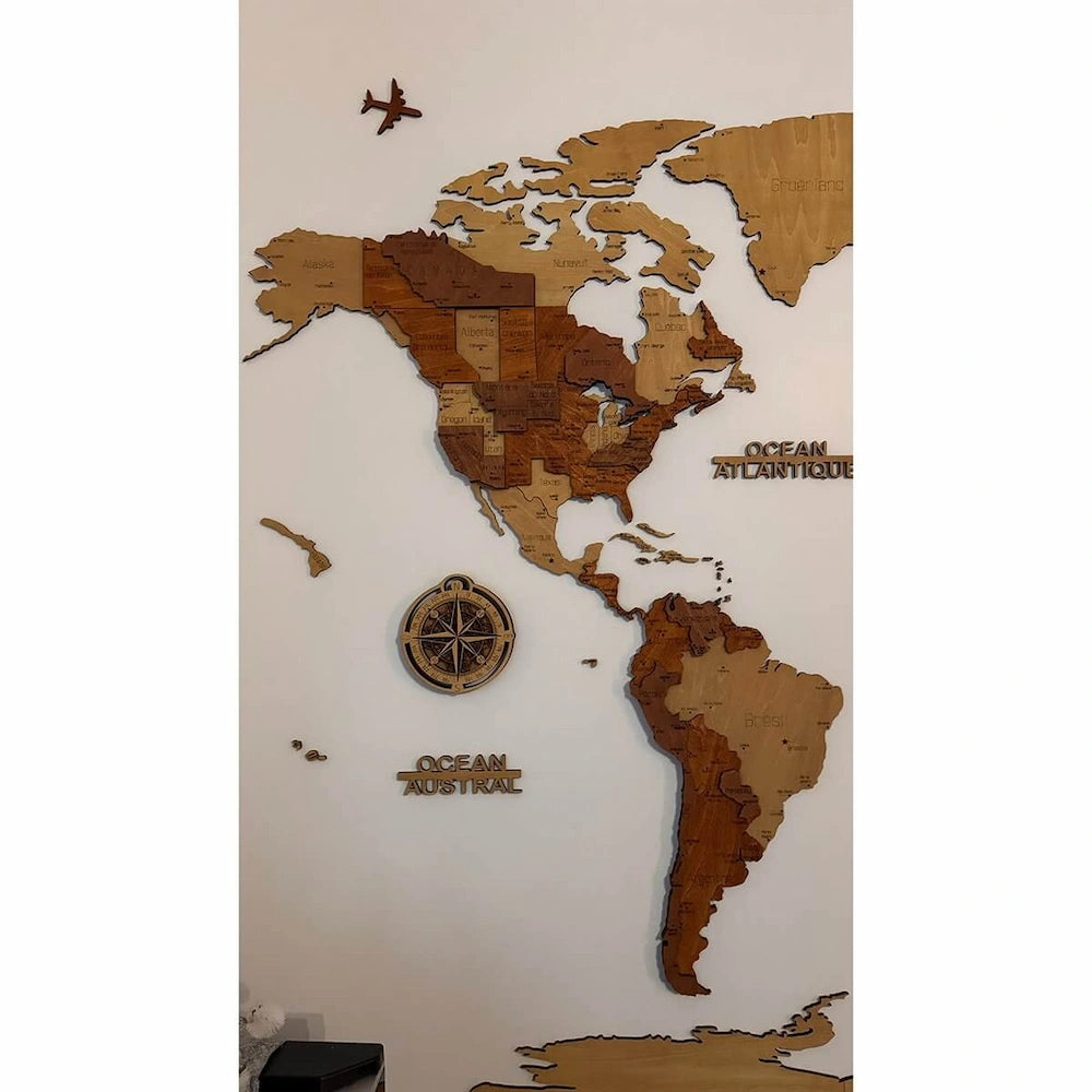 Carte du Monde Murale 3D en Bois – Fabrication  Française