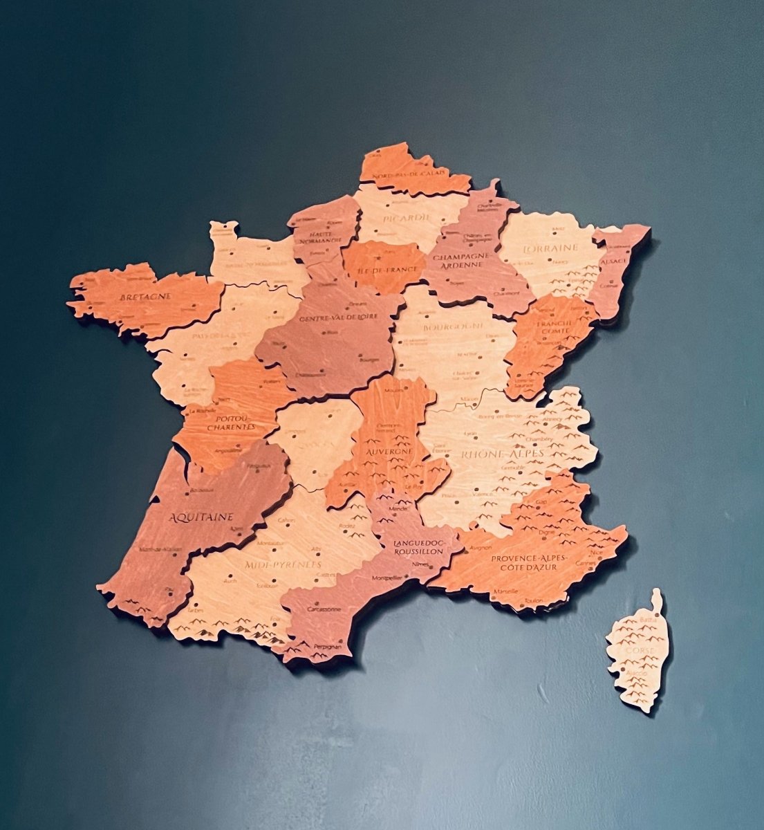 Carte Murale en Bois de la France - Wood Work