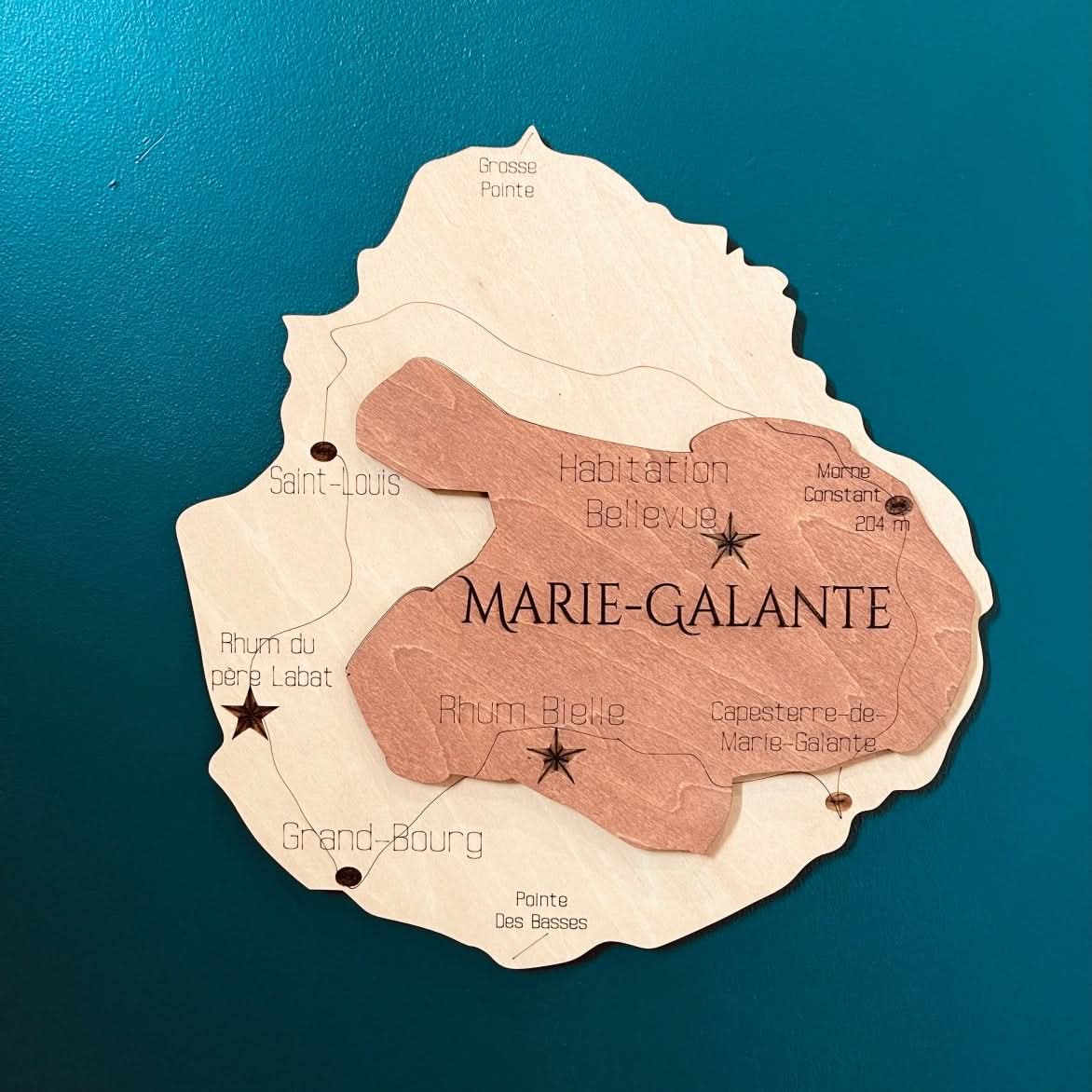 Carte Murale 3D de la Guadeloupe en Bois - Wood Work