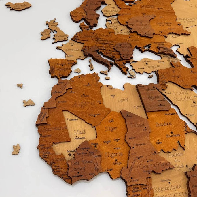 Carte du monde Wood Work 08 réalisée en bois