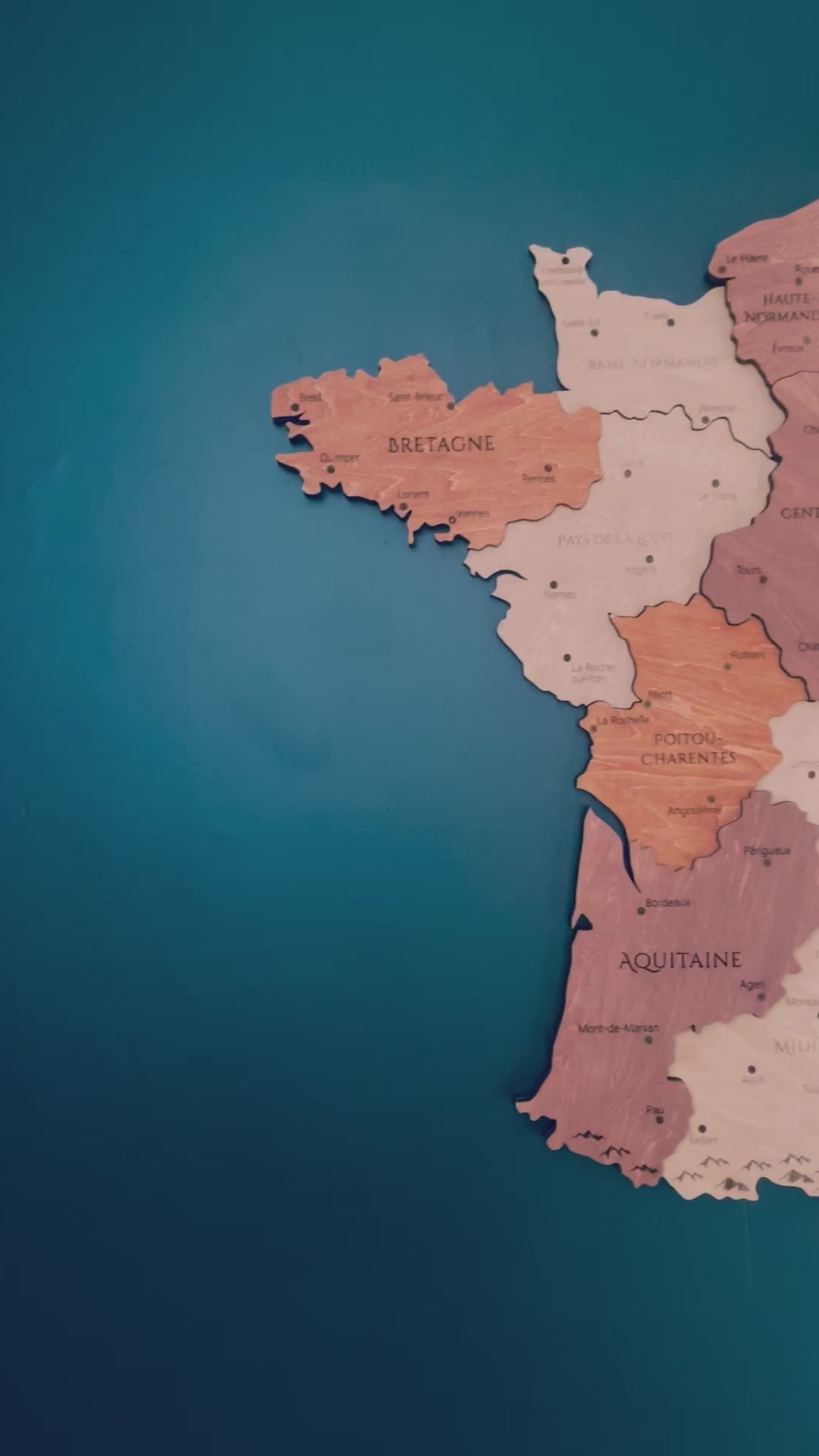 Carte Murale en Bois de la France